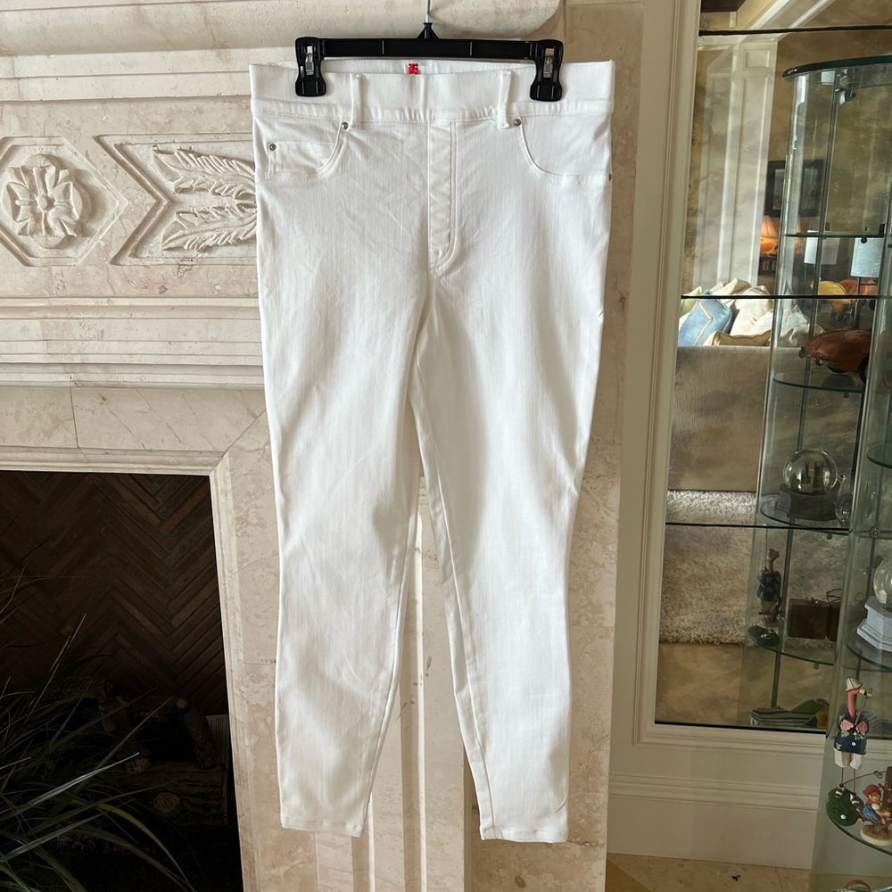 SPANX White Denim Straight Leg Jeans Size Large